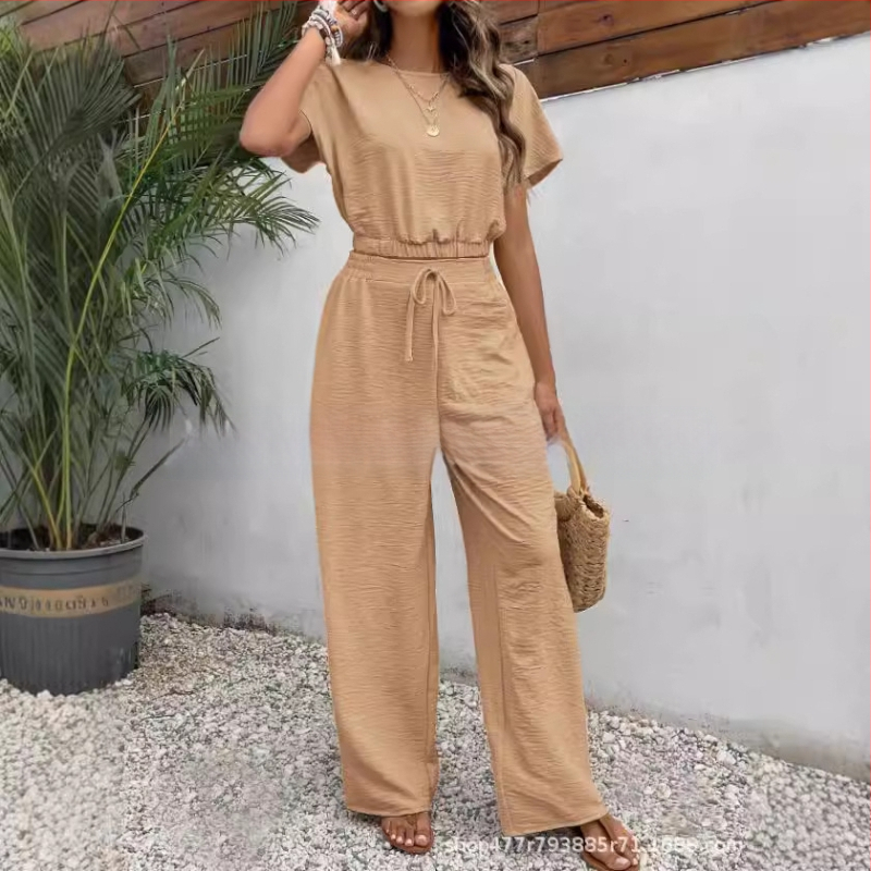 Novo popularno žensko jednobojno odijelo s okruglim izrezom i uskim gornjim dijelom bez rukava za ljeto 2024.