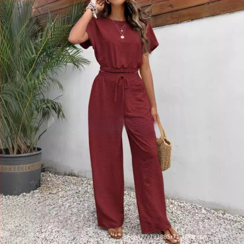 Novo popularno žensko jednobojno odijelo s okruglim izrezom i uskim gornjim dijelom bez rukava za ljeto 2024.