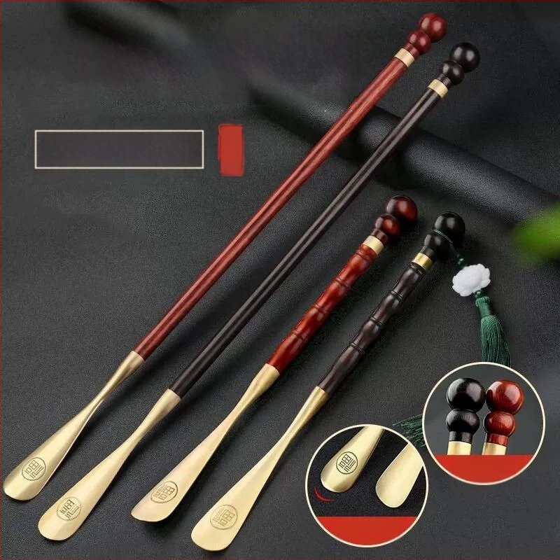 Roosipuust messingist kingatõmmits 58cm pika käepidemega majapidamises kasutatavale rasedatele naistele, mitte painduvale kaasaskantavale täispuidust sandlipuust vaskkingatõmmitsale