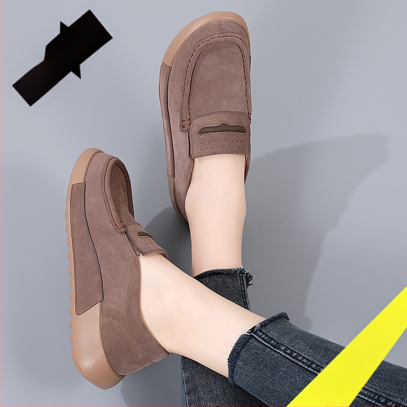 Prekogranične ženske cipele većih veličina od prave kože, cipele od graška, ležerne ženske pojedinačne cipele za jesen i zimu, srednje i starije dobi, udobne cipele za mame s mekim dnom