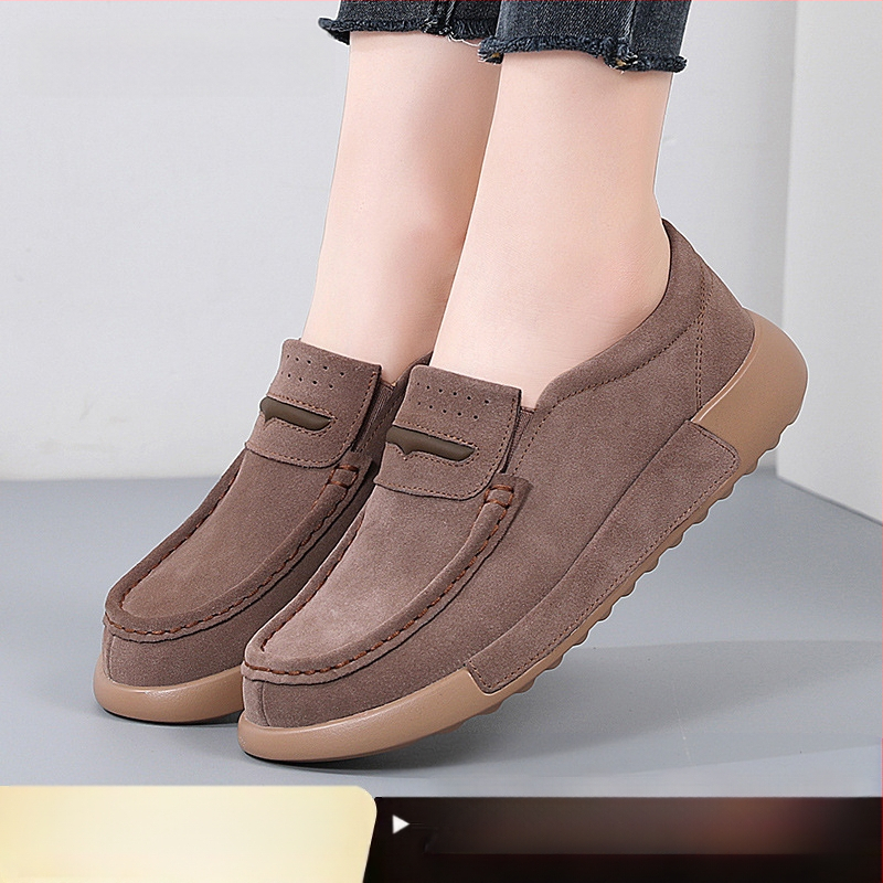 Prekogranične ženske cipele većih veličina od prave kože, cipele od graška, ležerne ženske pojedinačne cipele za jesen i zimu, srednje i starije dobi, udobne cipele za mame s mekim dnom