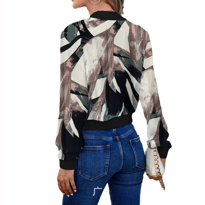 2024 m. užsienio prekybos moteriški drabužiai, geometrinių raštų spausdinimo dizainas, nišinis paprastas ilgomis rankovėmis, tiesus, kasdienis, moteriškas švarkas