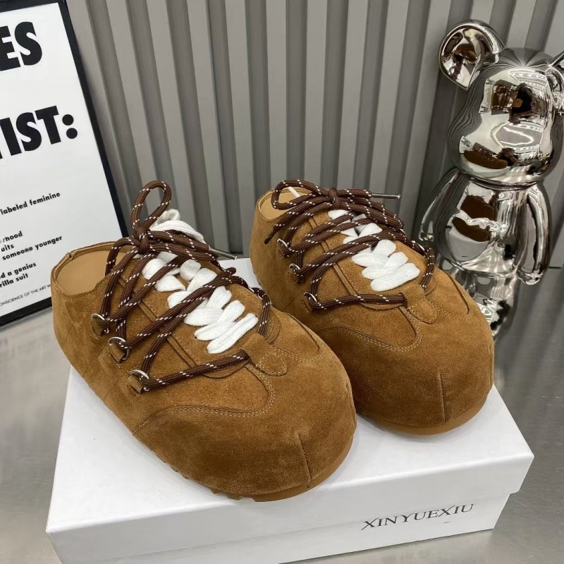 Euroopa moodsad paksu põhjaga Baotou naiste 2025. aasta kevadised uued jäätunud nahast paeltega Bocken kingad, mood vabaaja sussid