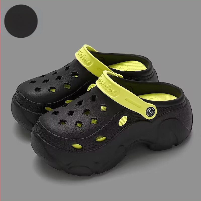 Storapadžiai platforminiai, poroms skirti, tylūs sodo šlepetės su skylute sienoje, moteriški sodo bateliai, patogūs, kasdieniški ir universalūs.