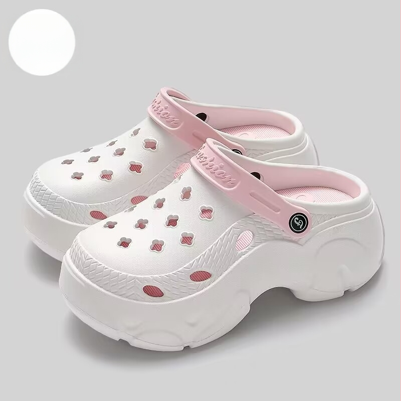 Storapadžiai platforminiai, poroms skirti, tylūs sodo šlepetės su skylute sienoje, moteriški sodo bateliai, patogūs, kasdieniški ir universalūs.