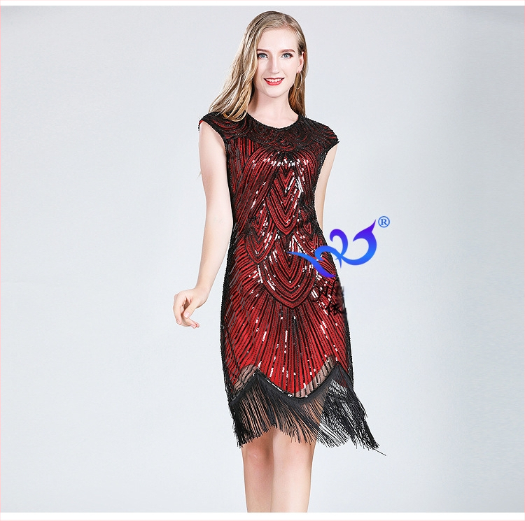 1920. aasta retro litritega kleit, Gatsby palliga tutiga kleit, peokleit, helmestega röstsaiaga kleit