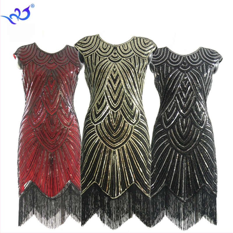 1920. aasta retro litritega kleit, Gatsby palliga tutiga kleit, peokleit, helmestega röstsaiaga kleit