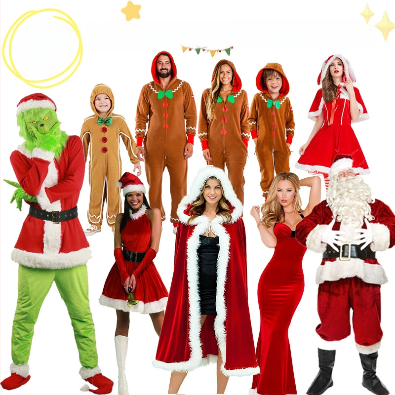 Euroopa ja Ameerika jõuluriided Naiste jõuluvana kostüüm Uusaasta sõjarüü kleit Etenduskostüüm Mantel