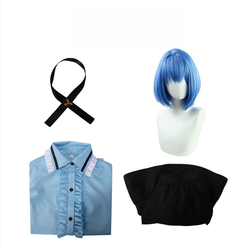 Maailmaplaan värvikas lava Tonggu Yao cos riided sinine pikkade varrukatega vormiriietus lühike seelik cosplay anime riietusriided