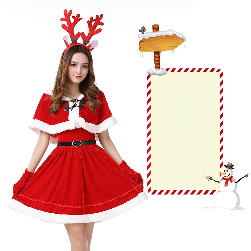 Seksikad valged kohevad jõuluriided laos Jõulukostüüm Kuldse sametkangast jänkutüdruku kostüüm Lavaesinemine