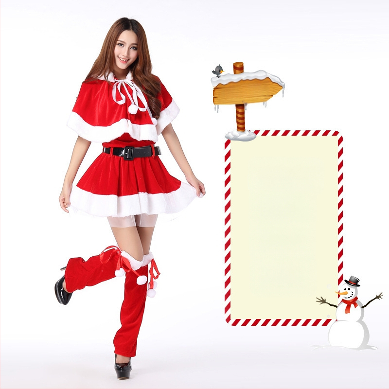 Seksikad valged kohevad jõuluriided laos Jõulukostüüm Kuldse sametkangast jänkutüdruku kostüüm Lavaesinemine