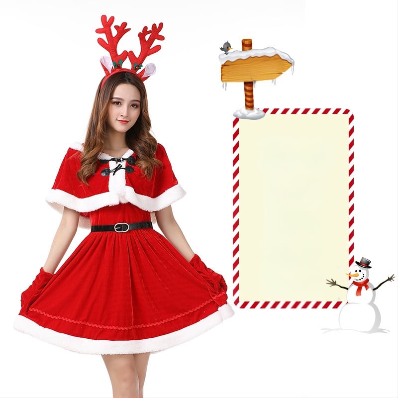 Seksikad valged kohevad jõuluriided laos Jõulukostüüm Kuldse sametkangast jänkutüdruku kostüüm Lavaesinemine