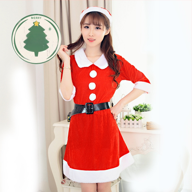 Seksikad valged kohevad jõuluriided laos Jõulukostüüm Kuldse sametkangast jänkutüdruku kostüüm Lavaesinemine