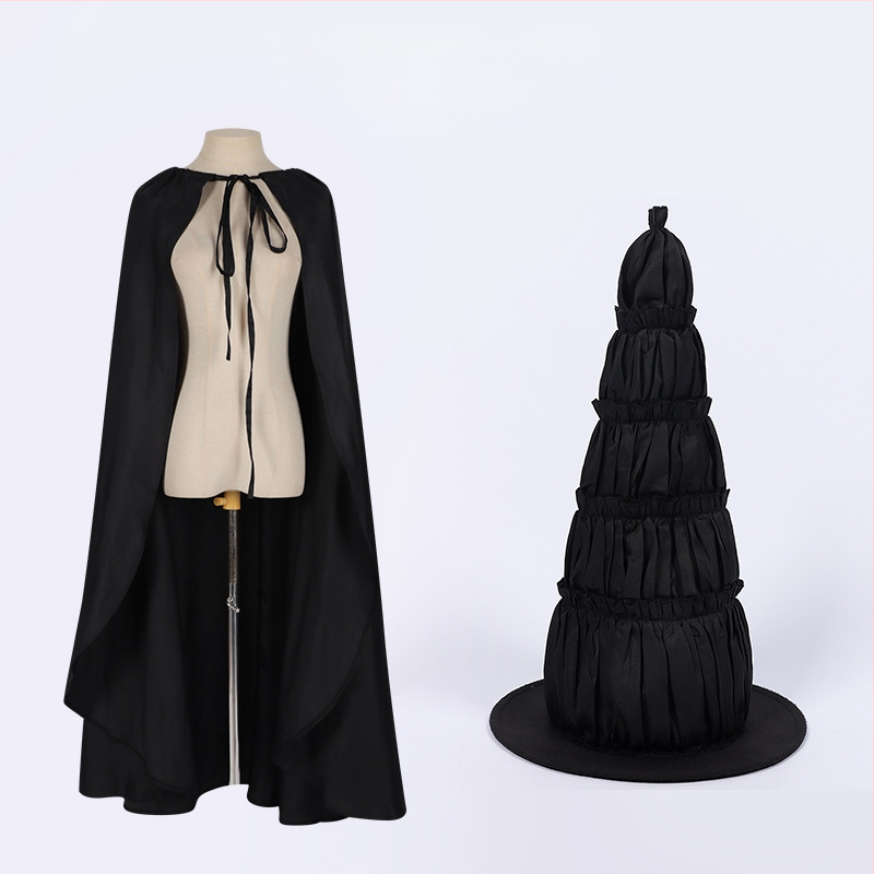 Maagiline kuri nõid Ephros Ozi võlur Halloweeni mantel lavaetendus täiskasvanutele cosplay must