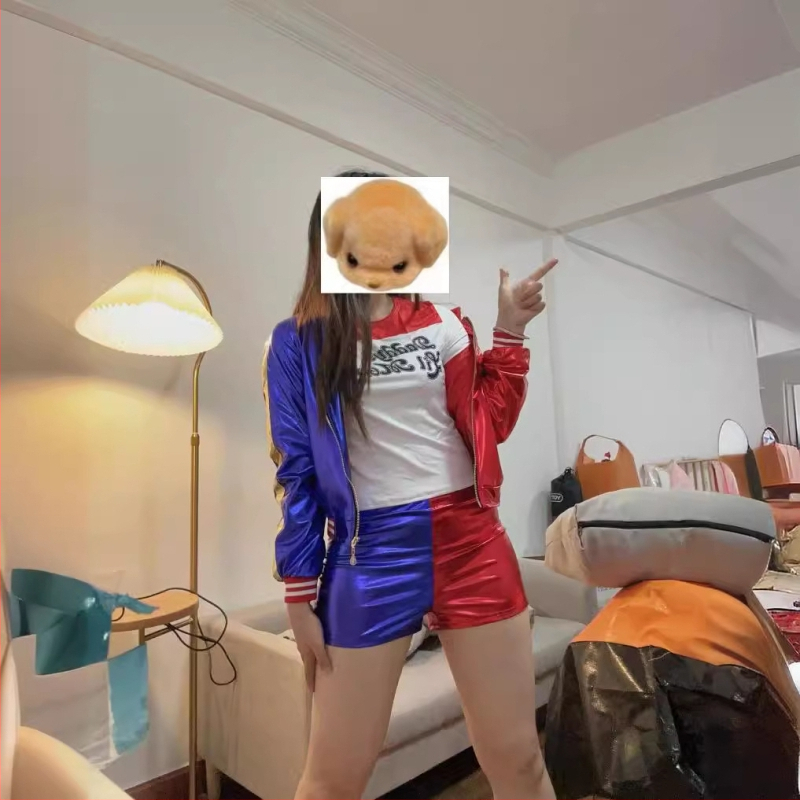 Uus enesetapumeeskond Haley Quinn enesetapumeeskonna kostüüm kloun naine täiskasvanud lastele hubased riided