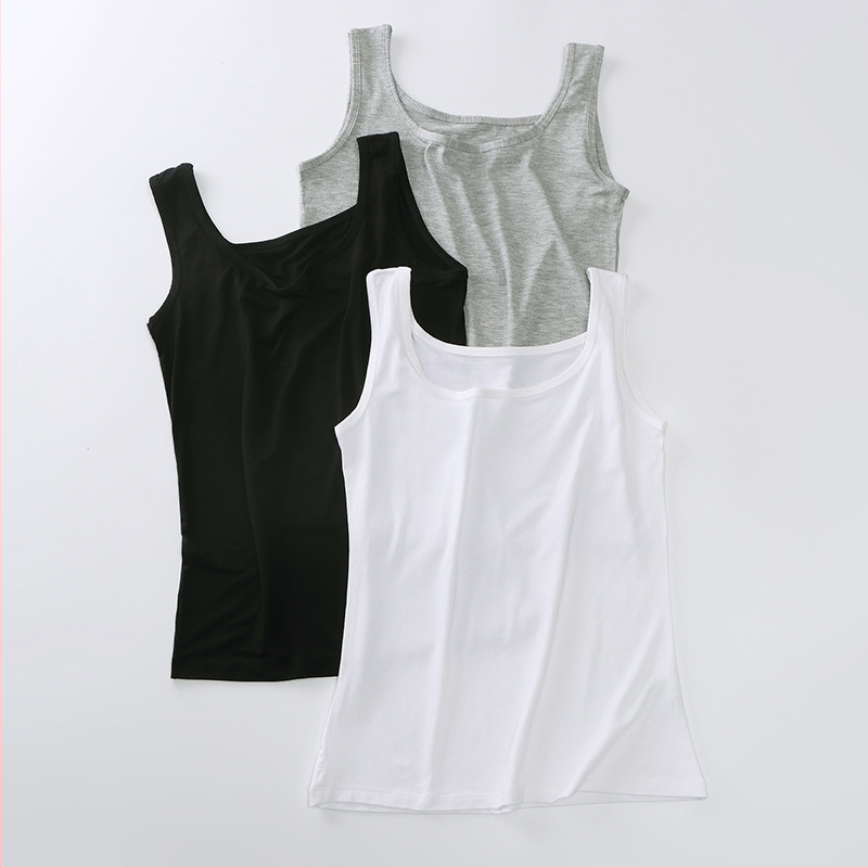 Vestă de primăvară și de vară din bumbac modal pentru femei, îmbrăcăminte exterioară all-match, sexy, fără mâneci, sport, camisol, tricou de bază pentru femei