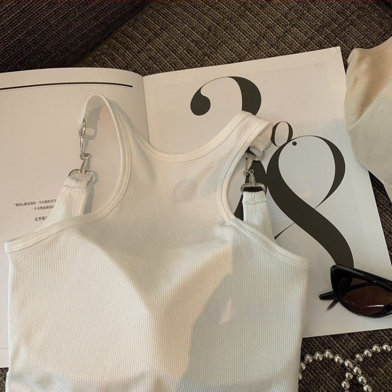 Valge I-kujuline vest naistele, sisemine aluspesu rinnapadjaga, ilus seljapesu, kuum tüdruk, seksikas pealisriietus, rinnaümbrisega topp