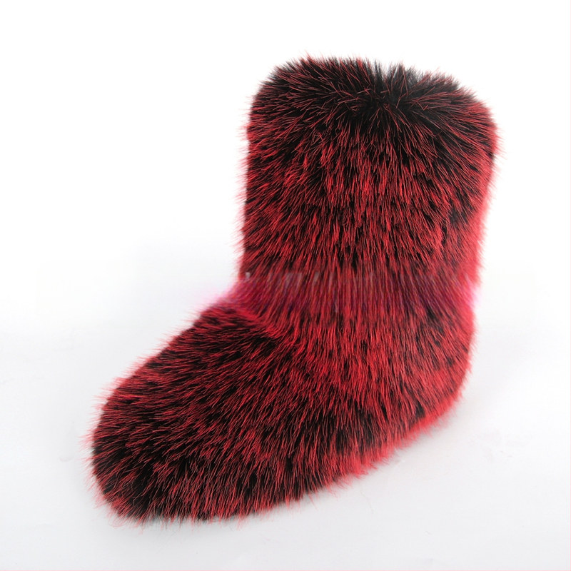 Cizme de zăpadă noi transfrontaliere europene și americane, cu toc plat, înalte, calde, de iarnă, Mao Mao, cizme cu tub mediu, imitație de Fox Mao, cizme hip-hop