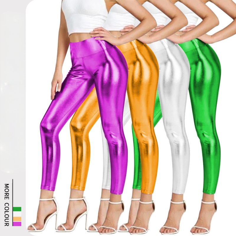 Határokon átnyúló Amazon női magas derekú műbőr külső ruházati leggings aranyozott színű, élénk bőrből készült, rövidített műbőr leggings