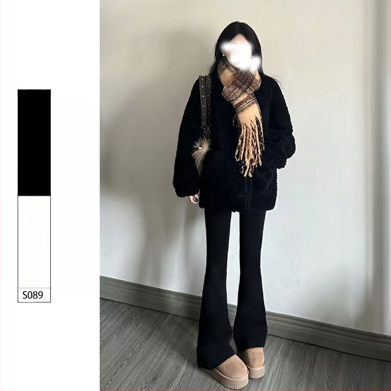 Harangtalpú nadrág nőknek tavaszi/őszi 2025 új magas derekú, drapézott, vékony részű, karcsúsított, fekete, kis méretű, lezser, mikro-bővített patanadrág