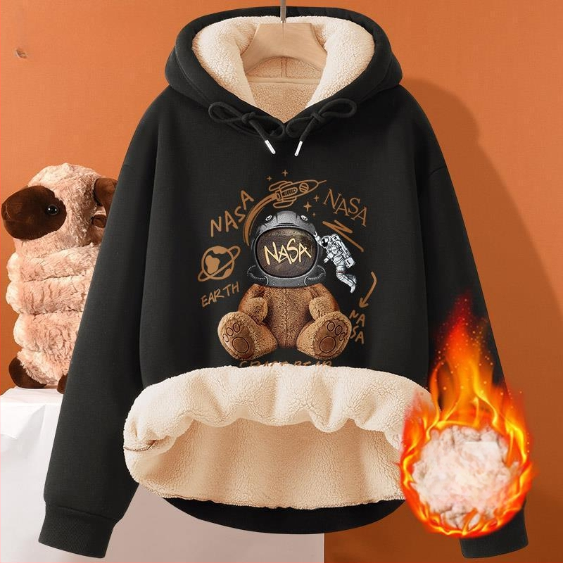 Muška jesensko-zimska majica s kapuljačom od janjeće kože, nova odjeća za parove, široka, plus size, podstavljena flisom, zadebljana topla ležerna jakna