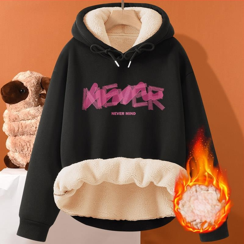 Muška jesensko-zimska majica s kapuljačom od janjeće kože, nova odjeća za parove, široka, plus size, podstavljena flisom, zadebljana topla ležerna jakna