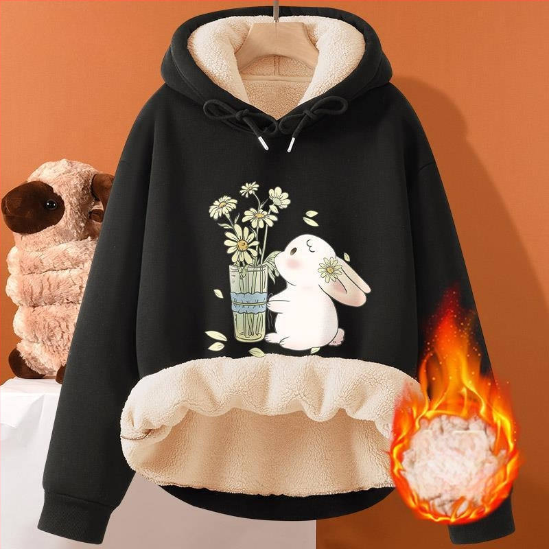 Muška jesensko-zimska majica s kapuljačom od janjeće kože, nova odjeća za parove, široka, plus size, podstavljena flisom, zadebljana topla ležerna jakna