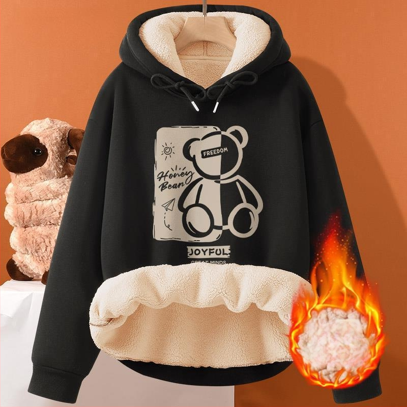 Muška jesensko-zimska majica s kapuljačom od janjeće kože, nova odjeća za parove, široka, plus size, podstavljena flisom, zadebljana topla ležerna jakna