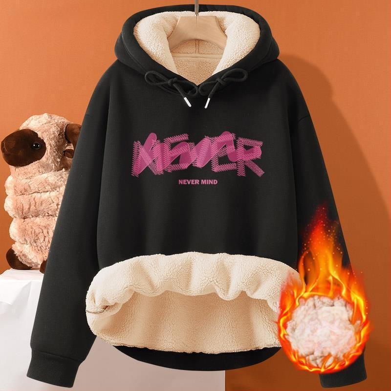 Muška jesensko-zimska majica s kapuljačom od janjeće kože, nova odjeća za parove, široka, plus size, podstavljena flisom, zadebljana topla ležerna jakna