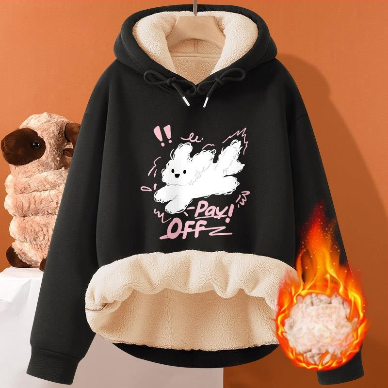 Muška jesensko-zimska majica s kapuljačom od janjeće kože, nova odjeća za parove, široka, plus size, podstavljena flisom, zadebljana topla ležerna jakna