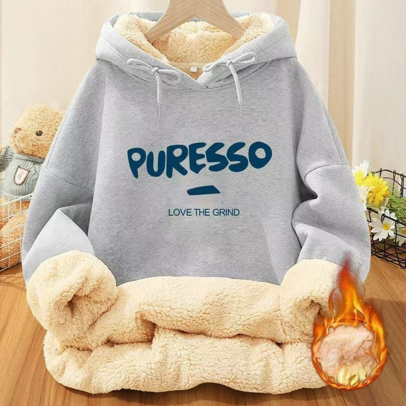 Nova zimska majica s kapuljačom od janjeće vune s flis podstavom, plus size, za muškarce i žene, ležerna zimska odjeća 1/2