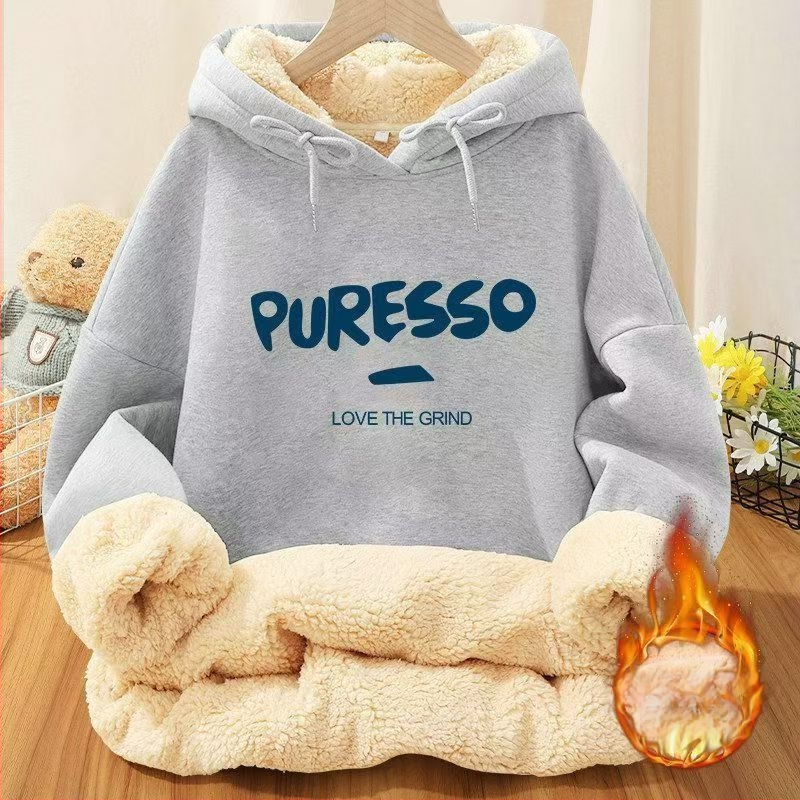 Nova zimska majica s kapuljačom od janjeće vune s flis podstavom, plus size, za muškarce i žene, ležerna zimska odjeća 1/2