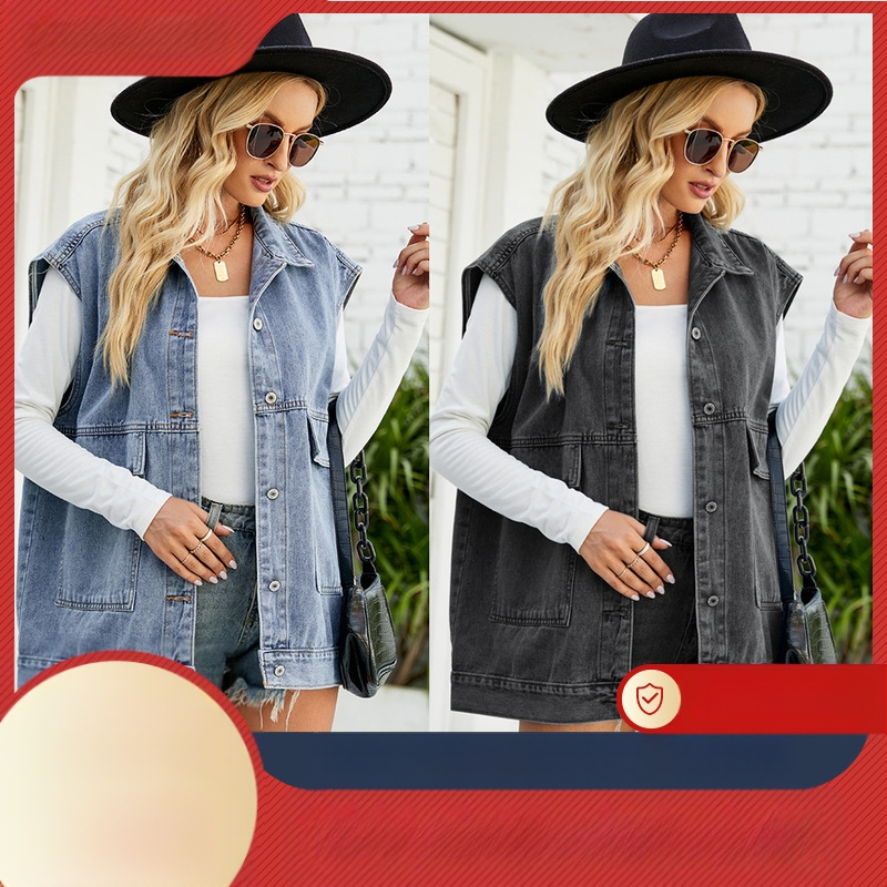 Euroopa ja Ameerika piiriülene Amazoni uus teksariidest vest naistele eBay suvine moesuund teksariidest varrukateta vest