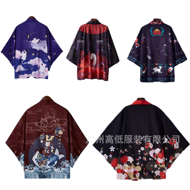 2024 Amazon Cross-border Ново японско анимационно 3D отпечатано кимоно за мъже и жени, наметало, връхно облекло, пижами, кардигани, лято