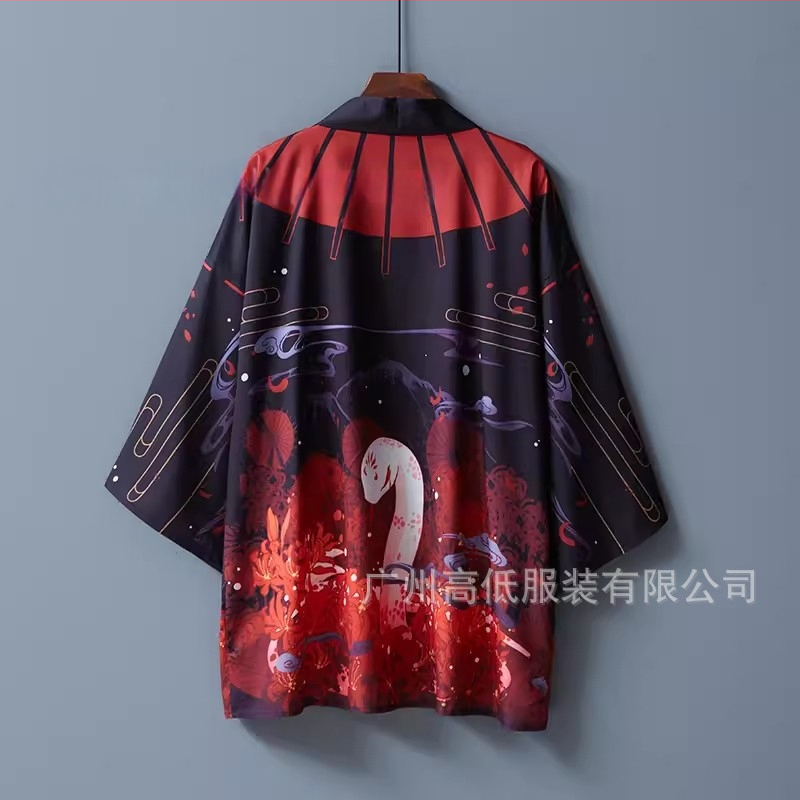 2024 Amazon Cross-border Ново японско анимационно 3D отпечатано кимоно за мъже и жени, наметало, връхно облекло, пижами, кардигани, лято