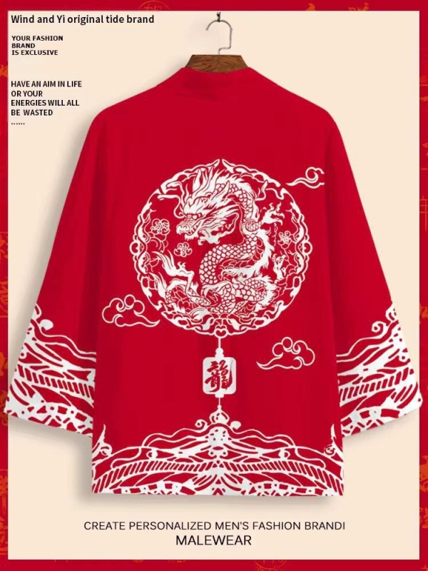 Karšto pardavimo kiniško stiliaus drakono totemo krano fenikso Luano paukščio plunksnos megztas megztinis kasdieniam kimono apsiaustui laisvam chalatui