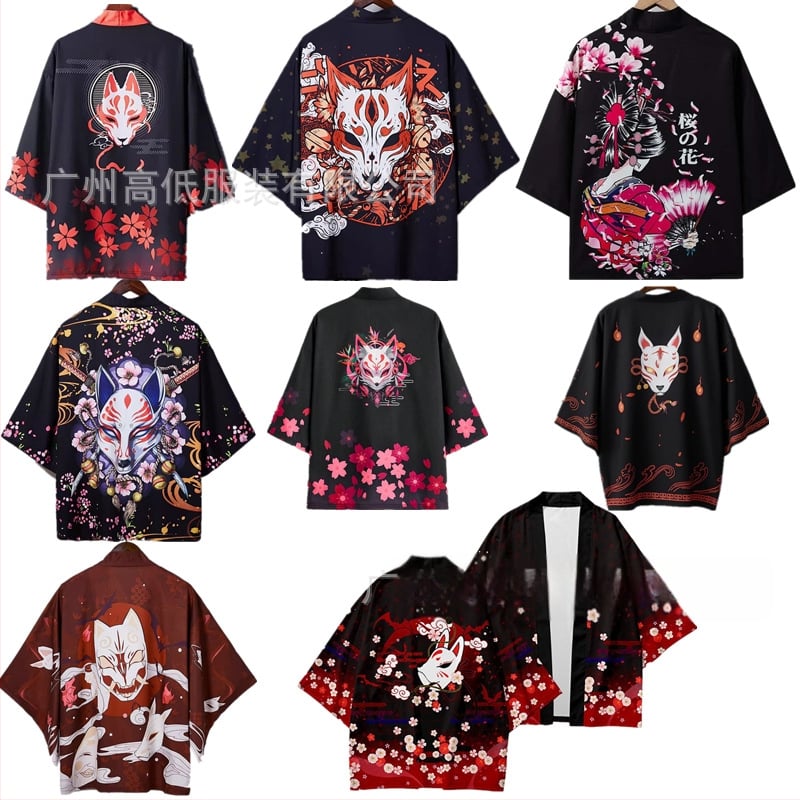 Jauna, pārrobežu stila Fox sērijas kimono 3D drukāta, brīvi pieguļoša apmetņa pidžama, kas piemērota vairākiem gadalaikiem