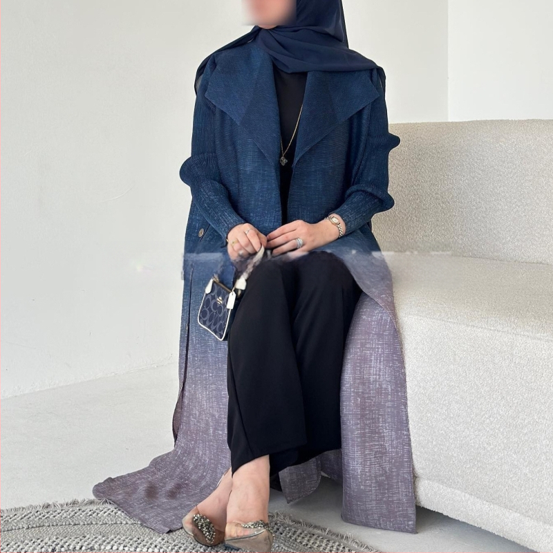 Miyake színátmenetes oldalsó közel-keleti kabát kabát körömcsatos muszlim divatos kardigán élő robbanások raktáron köntös