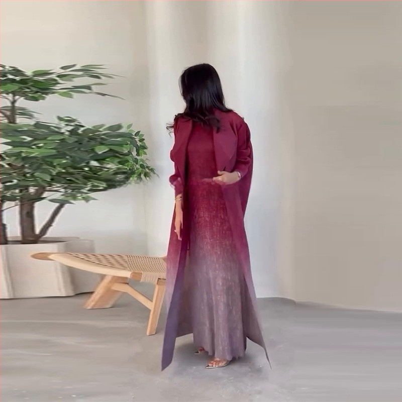 Miyake színátmenetes oldalsó közel-keleti kabát kabát körömcsatos muszlim divatos kardigán élő robbanások raktáron köntös