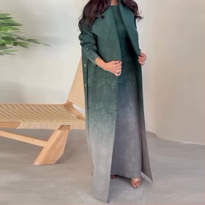 Miyake színátmenetes oldalsó közel-keleti kabát kabát körömcsatos muszlim divatos kardigán élő robbanások raktáron köntös