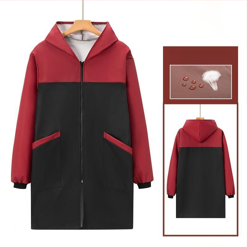 Naiste köögipõll, koduriietus, talvine fliisvoodriga, paksendatud, kulumiskindel, toiduvalmistamise ja tööriietus, õlikindel ja veekindel köögipõll