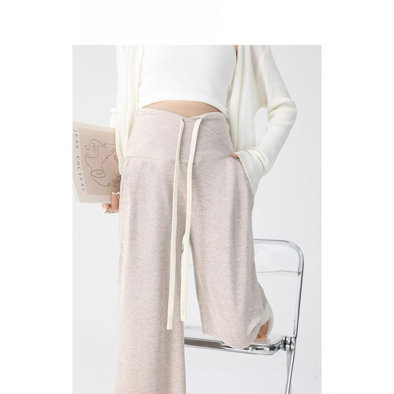 Nėščiųjų suknelė pavasariui ir rudeniui, naujo stiliaus, raišteliu reguliuojamo dydžio, madingos mamos kelnės po gimdymo