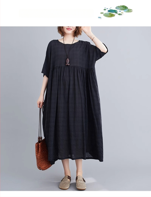 Višebojna raznolikost književnih retro pulovera kratkih rukava, haljine za inozemnu trgovinu, ljetna 2024., široka, plus size, suknja A-kroja za žene