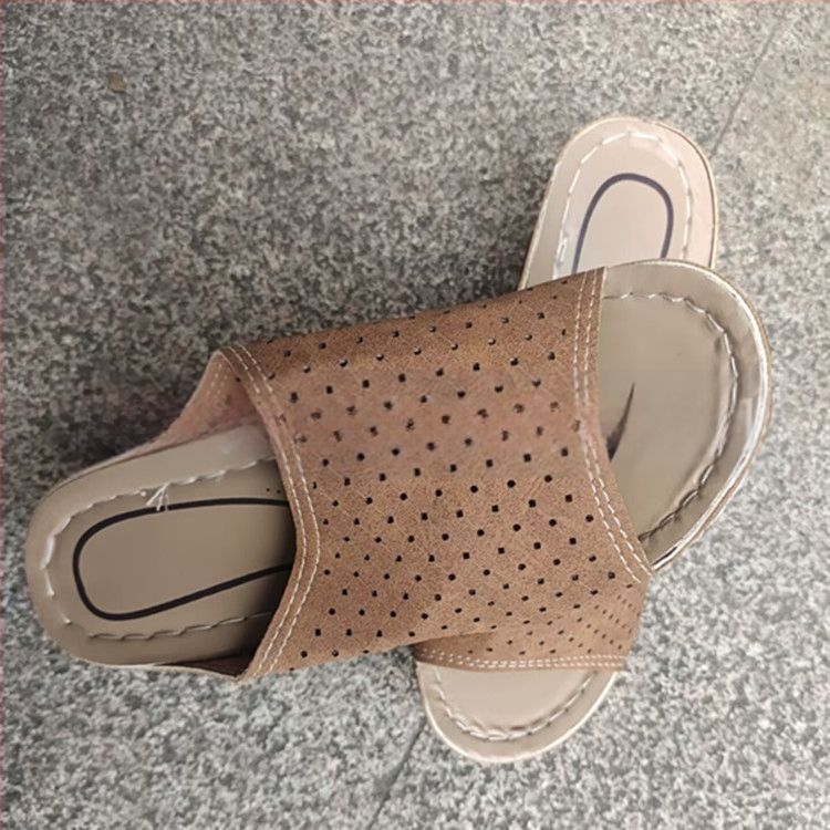 Sandale europene și americane pentru femei, dimensiuni mari, cu toc plat, vară, noi, cu gură de pește, decupate cu laser, pantofi pentru femei, îmbrăcăminte exterioară, papuci transfrontalieri, export pentru femei
