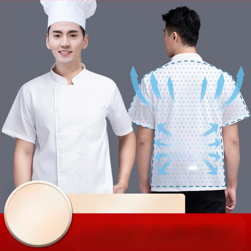 Uued kokkade tööriided meeste suvise jääsiidist lühikeste varrukatega õhukesed hingavad söögitoa restorani hotelli tagumise köögi naistele