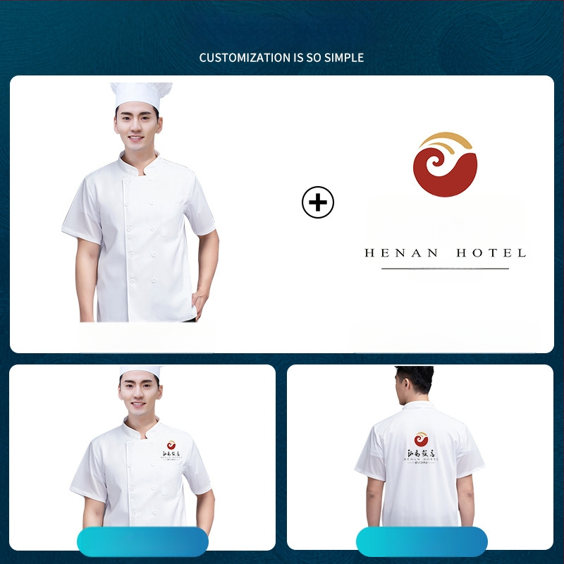 Uued kokkade tööriided meeste suvise jääsiidist lühikeste varrukatega õhukesed hingavad söögitoa restorani hotelli tagumise köögi naistele