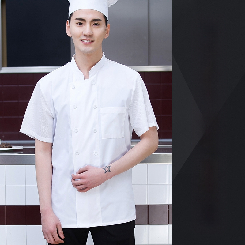 Uued kokkade tööriided meeste suvise jääsiidist lühikeste varrukatega õhukesed hingavad söögitoa restorani hotelli tagumise köögi naistele