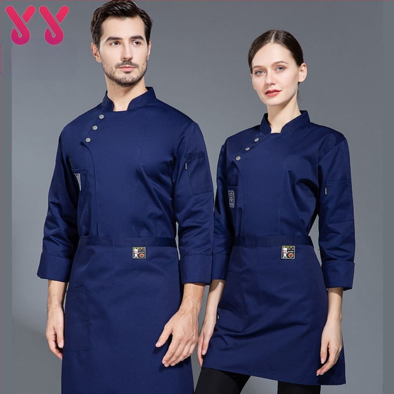 Maitinimo kepimo virėjo darbo drabužiai Vyriški ilgomis rankovėmis rudens viešbučio virtuvės kostiumas su storais drabužiais valgyklos moteriški ypač dideli