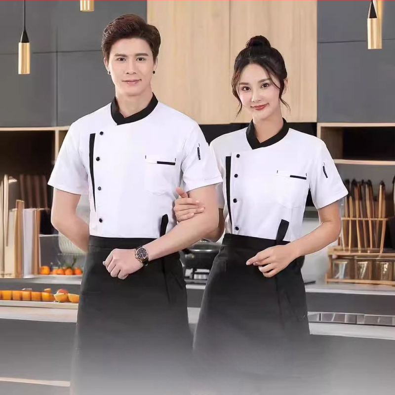 Virtuvė Virtuvės restorano šefo darbo drabužiai vyrams ir moterims ilgomis rankovėmis trumpomis rankovėmis viešbučio valgyklos restorano šefo drabužiai pavasarį ir rudenį vasarą