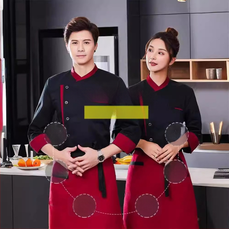 Virtuvė Virtuvės restorano šefo darbo drabužiai vyrams ir moterims ilgomis rankovėmis trumpomis rankovėmis viešbučio valgyklos restorano šefo drabužiai pavasarį ir rudenį vasarą